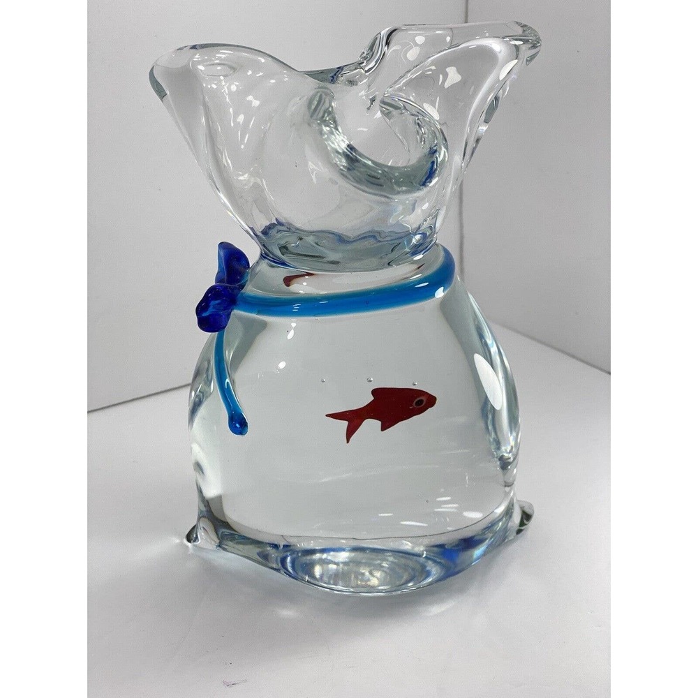 Oscar Zanetti Murano Art Glass Fish In A Bag Vietri Inc. Made In Italy Signed